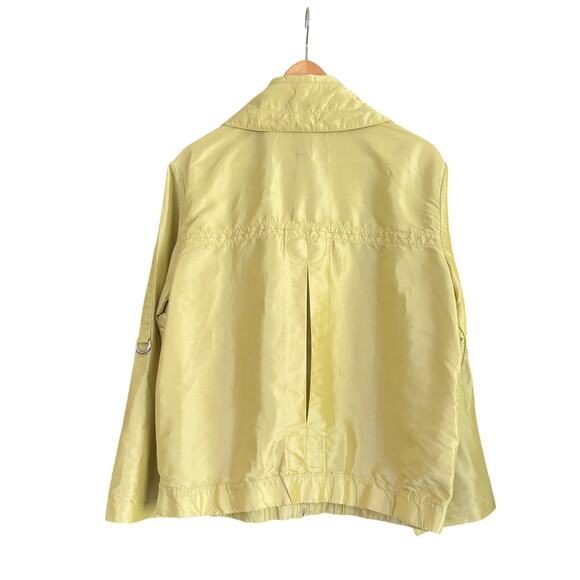 Chicos Sz XL Lime Green Lightweight Raincoat Roll Tab Sleeves Jacket EUC Spring - Picture 7 of 7